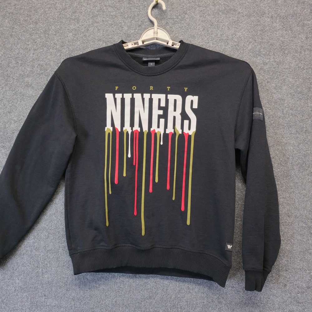 San Francisco 49ers Sweatshirt Adult Small Black NFL Crewneck Wild Collective